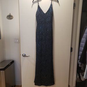 Avery G long formal black/teal dress - size 2